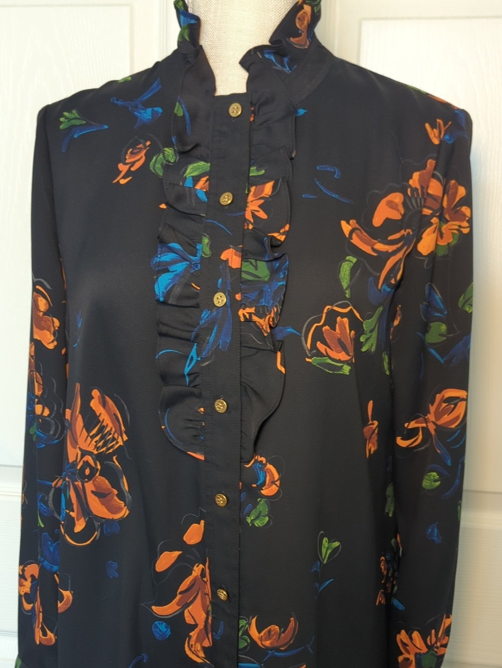 Tory Burch Cora Ruffled Floral Crepe Dress - Picture 6 of 12